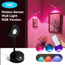 Remote Control Motion Sensor Spotlight, RGB Color Changing, USB Rechargeable Acrylic Lampshade, Plastic Semi-Recessed Detachable Spotlight, Battery Powered (1200mAh Lithium Battery), Infrared Sensor, Adjustable Brightness And Timer, Wall-Mounted Artwork Lighting - Black-rGB - View 7