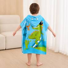 nerd hunters Kids Hooded Poncho Towel - Skateboarding Dinosaur - 彩色 - 查看 8