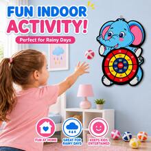 New Large Cartoon Animal Unicorn Sticky Ball Dart Board Toy, Suitable For Children's Puzzle Solving, An Excellent Choice For Parents And Kids To Engage In Indoor And Outdoor Interactive Games, And A Popular Party Game Loved By Children - Elephant [Blue] - View 7