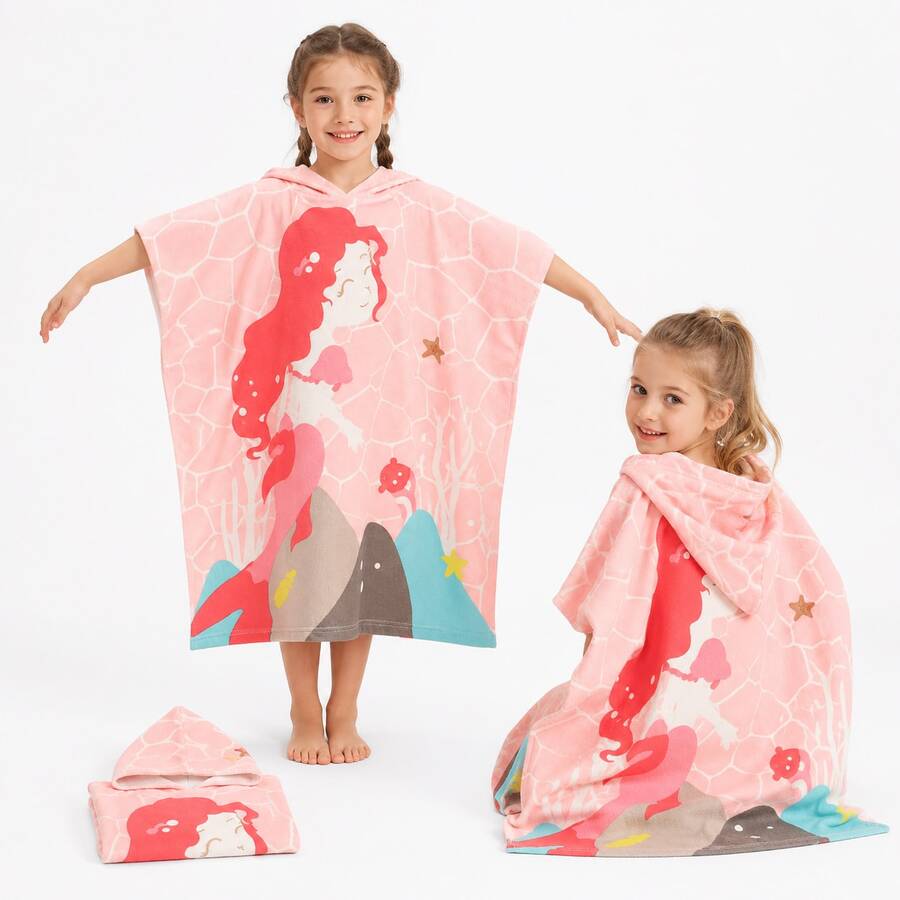 nerd hunters Kids Hooded Poncho Towel - Mermaid - 彩色 - 查看 1