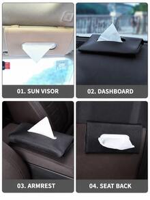 1pc New Creative Car Sunshade Tissue Box, Leather Car Tissue Holder, Hanging Sunroof Seat Car Interior Tissue Box - Car Tissue Box - View 5