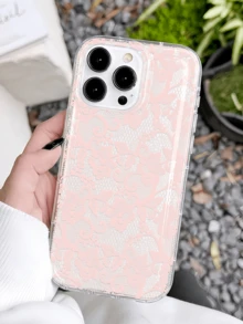 1件裝 氣墊花卉蕾絲極簡風個性化 TPU 防摔全包覆手機殼，適用 Apple 17 16 15 14 13 12 11 Pro Max 保護殼，兼容 系列 - 彩色 - 查看 2