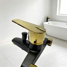 Bathroom Wall Mounted Tub Faucet, Single Lever Hot Cold Mixer Tap With Shower Outlet Pull Switch, Smooth Waterproof Paint Finish, Rustproof Durable, Two-Tone Color Design For Bathroom - Multi-color - View 12