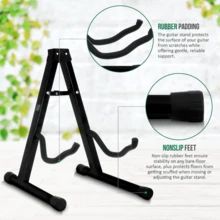 Crystals Foldable A-Frame Guitar Stand - Universal Fit For Acoustic, Electric & Bass - Black - View 6
