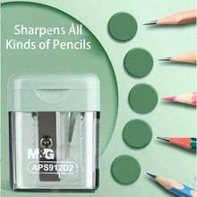 1pc Single Hole Premium Student Pencil Sharpener, Durable And Easy To Clean, With Lid To Prevent Mess, Compact Desktop Stationery Design, Suitable For Office, Home And School, Manual Pencil/Eyebrow Pencil Sharpener, Pink, Grey, White, Green, Random Style - Style 1 - View 5