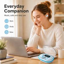 Earbud Nirkabel dengan Indikator Baterai LED, Mini, Ringan, dan Nyaman Dipakai, Kontrol Tombol, Kotak Pengisian Daya Ringkas, Cocok untuk Tidur, Bepergian, dan Penggunaan Sehari-hari, Baterai 150mAh - View 6