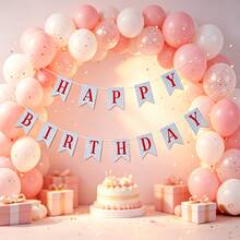 HAPPY BIRTHDAY Letter Fish Tail Banner, Birthday Party Scene Decoration Garland, White Background Blue Plaid Happy Birthday Fish Tail Banner, Home Life Party Photo Prop - Birthday Bunting - View 5