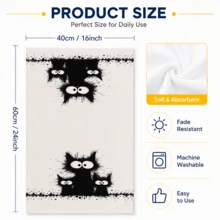 2/4/6pcs Cat Pattern Printed Kitchen Towels, Super Absorbent Microfiber Soft Tea Towels, Dish Cloths, Cleaning Towels, Hand Towels, Suitable For Cooking, Baking, Wiping, Cleaning And Kitchen Decoration, Kitchen Accessories, Daily Essentials - Multicolor - View 11