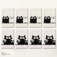 2/4/6pcs Cat Pattern Printed Kitchen Towels, Super Absorbent Microfiber Soft Tea Towels, Dish Cloths, Cleaning Towels, Hand Towels, Suitable For Cooking, Baking, Wiping, Cleaning And Kitchen Decoration, Kitchen Accessories, Daily Essentials - Multicolor - View 12