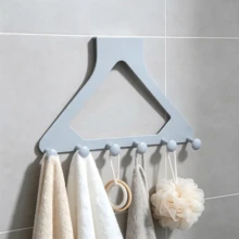 No-Drill Cabinet Door Hanging Rack, Triangular Door Hanging Storage Rack With 6 Round Hooks, Heavy Duty Coat, Hat, Bag, Scarf Storage Rack, Suitable For Closet, Bedroom, Entryway, Home Decor Storage - Multicolor - View 3