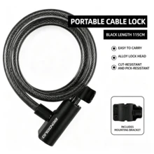 1 buah Kunci Kabel Baja Portabel untuk Sepeda, Anti-Potong, Anti-Pencurian, Kepala Kunci Paduan dengan Braket Pemasangan, Aksesori Anti-Pencurian untuk Sepeda dan Skuter Listrik (Termasuk 2 Kunci) - MultiWarna - View 2