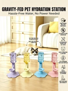 Cat Water Fountain Stand - Anti-Spill Pet Water Bowl Adjustable Height Stand, Automatic Refill, Detachable And Easy To Clean, Indoor/Outdoor Use (Base + Water Bottle) - 650ml - View 6