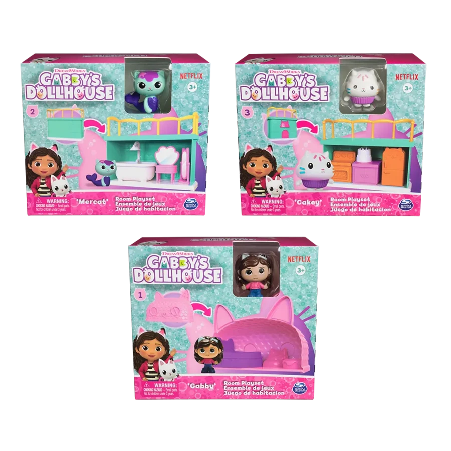Gabby's Dollhouse Mini Dollhouse Set, Mercat, Cakey, Gabby Room Dollhouse Set, Game Set, Room Game Stickers - Multicolor - View 1