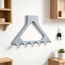 No-Drill Cabinet Door Hanging Rack, Triangular Door Hanging Storage Rack With 6 Round Hooks, Heavy Duty Coat, Hat, Bag, Scarf Storage Rack, Suitable For Closet, Bedroom, Entryway, Home Decor Storage - Multicolor - View 2