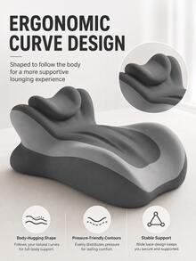 1pc, Size 21*12*8 Inches, Thickened, High Rebound, Soft, Comfortable, Stable, Durable, High Density Sponge, Ergonomic Prone Support Pillow, Modern Minimalist Style, Dark Gray, Streamlined, 3D Curved Surface, Detachable Neck Pillow, Grooved Design - 1PC - View 7