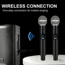 Portable Handheld Microphone, Wireless Microphone, Professional Handheld Unidirectional Moving Coil Noise Canceling Function, 6.35mm Plug, Blue, Suitable For Karaoke, Gaming, Live Streaming And Video Conferencing, Stylish Design | Sturdy Structure, Singing Microphone, 2 In 1 Wireless Microphone, Professional Handheld Microphone, Suitable For Karaoke, Parties, Churches, Performances, Recording - Black - View 6