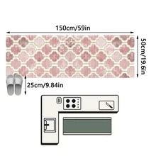 1pc European & American Classic Distressed Pink Diamond Rhombus Geometric Pattern - Runner Rug, Bathroom, Kitchen, Entrance, Doorway, Hallway, Bedside, Living Room, Bedroom, All-Season Soft Machine Washable Floor Mat, Home Decor - Multicolor - View 12