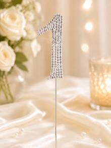 0-9 Number Cake Toppers, Sparkling Rhinestone Number Cake Toppers, Shiny Crystal Number Cupcake Decorations, Suitable For Birthday, Wedding, Anniversary Party Cake Decor, Perfect For Photo Shoots! Party Photography Essential, Ritual Gift For Yourself, Best Friend, Mom, Atmospheric Decoration - Silver - View 8