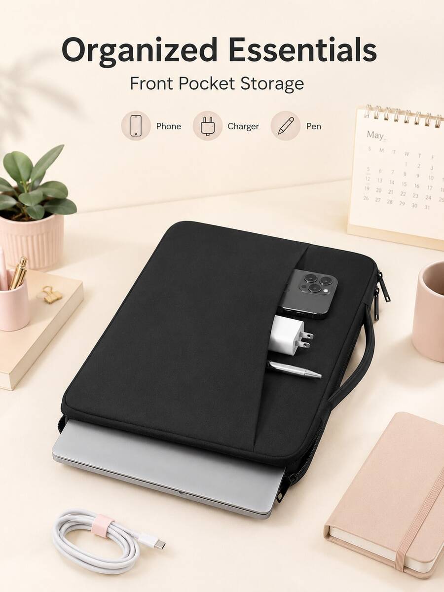 XD Laptop Sleeve Bag Compatible With 13/14/15/16 Inch , Wear-Resistant Nylon Protective Case With Layered Pockets, Ergonomic Design, College Students Back To School, Commute, Travel, Handheld Laptop Bag, Women's Fashion Anti-Scratch Computer Bag