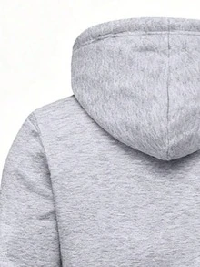 Teen Boy Letter Print Hoodie And Jogger Pants Casual Set - Grey - View 6
