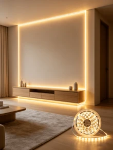 High Brightness LED Light Strip, Flexible LED Light Bar, USB Powered, With Button Switch, TV Background Decoration Light, Warm White/Cool White, Easy Installation, Suitable For TV Background, Bedroom, Living Room, Hallway, Kitchen, DIY Decoration - White - View 3