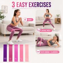 BSKT 5-Piece TPE Resistance Band Set, 5 Colors & 5 Levels, Lightweight Elastic Graded Resistance, Non-Slip Fit, For Adult Beginners And Advanced Training, Glutes, Legs, Squats, Yoga, Pilates, Home Fitness - Multicolor - View 6