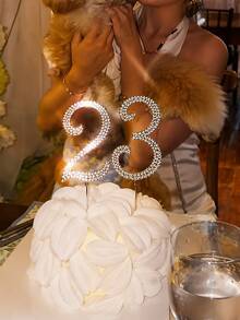 0-9 Number Cake Toppers, Sparkling Rhinestone Number Cake Toppers, Shiny Crystal Number Cupcake Decorations, Suitable For Birthday, Wedding, Anniversary Party Cake Decor, Perfect For Photo Shoots! Party Photography Essential, Ritual Gift For Yourself, Best Friend, Mom, Atmospheric Decoration - Silver - View 7