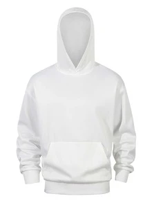 Men Classic Solid Color Hooded Sweatshirt Loose Fit Kangaroo Pocket Long Sleeve Hoodie Daily Basic Streetwear Pullover - White - View 4