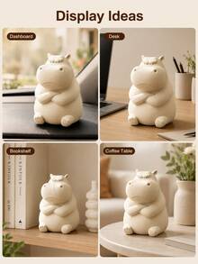 3D Printed Angry Hippo Car Dashboard Ornament, Funny Angry Expression Animal Figurine, Compact Car Interior Decor, Suitable For Center Console, Desk And Bookshelf, Unique Creative Home Office Decoration, Perfect Birthday Holiday Gift For Drivers And Animal Lovers - Multicolor - View 8