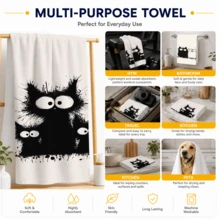 2/4/6pcs Cat Pattern Printed Kitchen Towels, Super Absorbent Microfiber Soft Tea Towels, Dish Cloths, Cleaning Towels, Hand Towels, Suitable For Cooking, Baking, Wiping, Cleaning And Kitchen Decoration, Kitchen Accessories, Daily Essentials - Multicolor - View 9