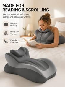 1pc, Size 21*12*8 Inches, Thickened, High Rebound, Soft, Comfortable, Stable, Durable, High Density Sponge, Ergonomic Prone Support Pillow, Modern Minimalist Style, Dark Gray, Streamlined, 3D Curved Surface, Detachable Neck Pillow, Grooved Design - 1PC - View 5