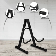 Crystals Foldable A-Frame Guitar Stand - Universal Fit For Acoustic, Electric & Bass - Black - View 4