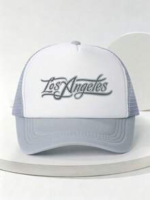 1pc Men's Light Gray Artistic Letter Print Casual Outdoor Adjustable Size Baseball Mesh Trucker Hat - Baseball Cap - View 2