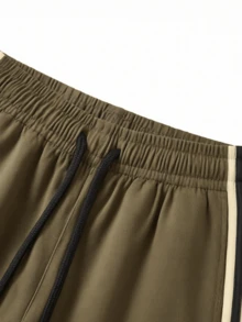 Celana Olahraga Kasual Luar Ruangan Pria, Celana Panjang Longgar Bermotif untuk Musim Gugur/Dingin, Warna Cokelat, Pinggang Elastis, Gaya Dasar Sederhana - Coffee Brown - View 6