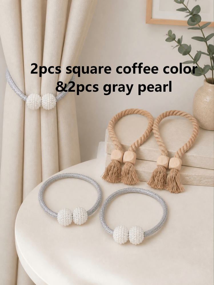 2/4pcs Magnetic Wooden Tassel Curtain Hooks With Magnetic Design, Easy To Close, No Drilling Installation, Multiple Magnetic Fixing Methods, Suitable For Home, Hotel, Commercial Spaces, Etc. - Multicolor - View 14