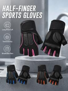 Men's Breathable Half-Finger Workout Gloves With A Padded Grip Pad And Adjustable Wrist Strap, Suitable For Dumbbell Training, Cycling, Hiking, Camping, And Gym Equipment. - Multicolor - View 7