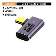 1pc USB4 Type-C To Type-C Angled Adapter, Supports PD240W 40Gbps 8K@60Hz Audio/Video Transmission, Compatible With Phones, Tablets, Laptops And Other Devices - Purple - View 15