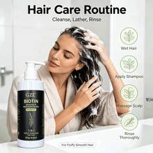 GZE Biotin Rosemary Shampoo With Hydrolyzed Keratin, 3-In-1 Volumizing Moisturizing Hair Care Shampoo, Suitable For All Hair Types, 250g - 250g - View 6
