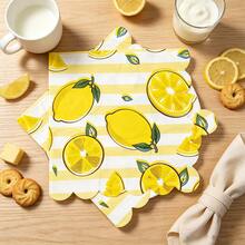 80 Pcs 13 * 13 Inch Lemon Printed Disposable Napkins With Wavy Lace Design, Suitable For Summer Parties, Picnics, Barbecues, Birthday Parties, Daily Home Use, Pool Parties, Cafes, Fruit Themed Table Decoration, And Tabletop Decoration. - View 6