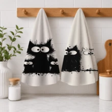 2/4/6pcs Cat Pattern Printed Kitchen Towels, Super Absorbent Microfiber Soft Tea Towels, Dish Cloths, Cleaning Towels, Hand Towels, Suitable For Cooking, Baking, Wiping, Cleaning And Kitchen Decoration, Kitchen Accessories, Daily Essentials - Multicolor - View 6