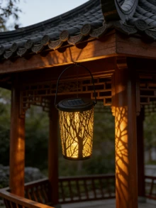 Iron Hollow Forest Projection Solar Lantern, Portable Outdoor Waterproof Garden Balcony Atmosphere Floor Light Shadow Night Light - Black Forest Lantern - View 2