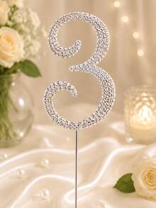 0-9 Number Cake Toppers, Sparkling Rhinestone Number Cake Toppers, Shiny Crystal Number Cupcake Decorations, Suitable For Birthday, Wedding, Anniversary Party Cake Decor, Perfect For Photo Shoots! Party Photography Essential, Ritual Gift For Yourself, Best Friend, Mom, Atmospheric Decoration - Silver - View 11