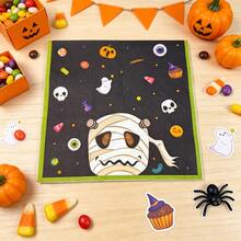 80pcs 13 * 13 Inch Disposable Halloween Printed Napkins, Featuring Cartoon Mummies, Skeletons, Bats, Spider Webs, And Ghost Patterns, Suitable For Halloween Parties, Themed Birthdays, Family Dinners, Outdoor Picnics, And Tabletop Decorations - View 11