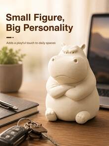 3D Printed Angry Hippo Car Dashboard Ornament, Funny Angry Expression Animal Figurine, Compact Car Interior Decor, Suitable For Center Console, Desk And Bookshelf, Unique Creative Home Office Decoration, Perfect Birthday Holiday Gift For Drivers And Animal Lovers - Multicolor - View 6