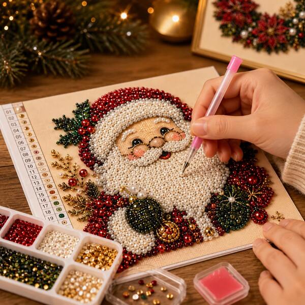 Christmas Theme DIY Diamond Painting Craft Kit, Christmas Tree, Santa Claus, Reindeer, Wreath And Christmas Stocking Multiple Patterns Available, Fun And Rewarding Hands-On Diamond Painting, Can Be Framed As Living Room Bedroom Holiday Decor After Completion, Also Suitable As Christmas Gift, Friend Gift, Parent-Child Craft And Holiday Creative Gift