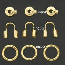 35-280pcs Gold Connector Ring Set, Includes Pressure Cooker Positioning Clips, Jump Rings And U-Shaped Rings, Suitable For Jewelry Making, Bracelets, Necklaces, Anklets Accessories, U-Shaped Positioning Cable Clips, Bag Closures, Horseshoe Buckles - Gold - View 14