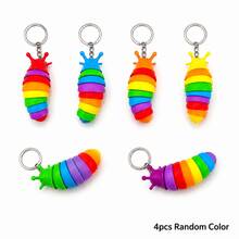 1pc Random Color Rainbow Caterpillar Keychain, Flexible Segmented Silicone Worm Pendant, Suitable For Keys, Backpacks, Handbags, Zipper Decoration And Daily Accessories - Multicolor - View 13