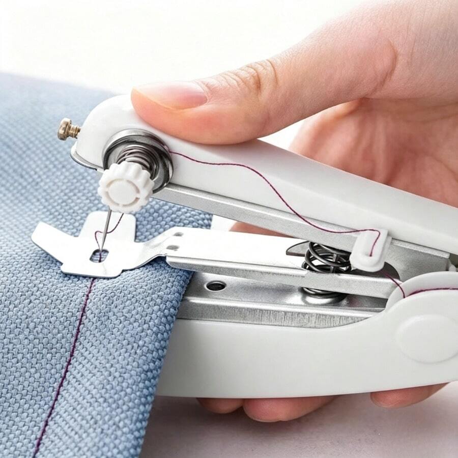 Portable Handheld Mini Manual Sewing Machine, No Power Required, Adjustable Tension For Thin Fabrics, Includes Needle, Thread And Bobbin, Home Repair DIY Travel Emergency Sewing Tool, Suitable For Beginners