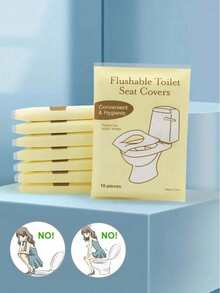 10pcs/30pcs/50pcs Dissolvable Disposable Toilet Seat Covers, Suitable For Outdoor, Travel, Flushable One-Time Toilet Seat Liners - Yellow - View 5
