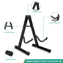 Crystals Foldable A-Frame Guitar Stand - Universal Fit For Acoustic, Electric & Bass - Black - View 3
